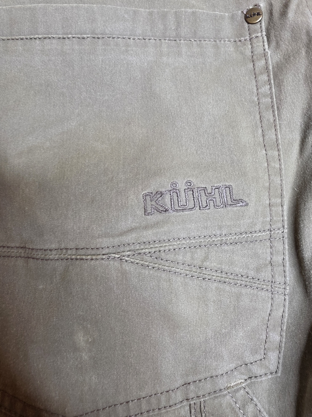 Kuhl Revolvr Pants Mens 35x34 Beige Vintage Patina Dye Side Pocket - Picture 10 of 11